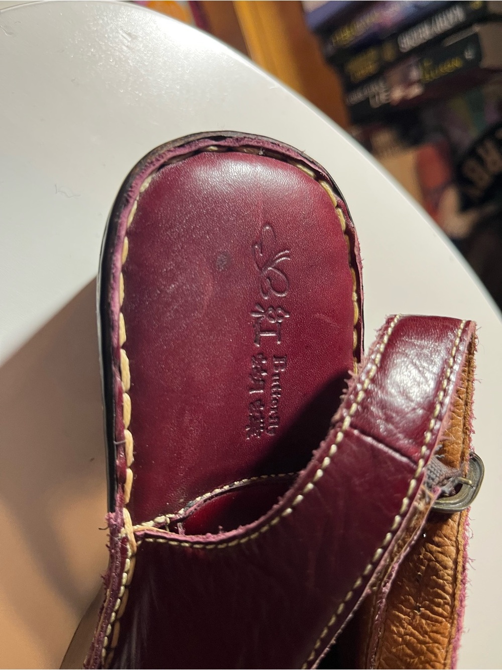 Women’s Burgundy Leather Slingback Wedge Loafers - Picture 6 of 6